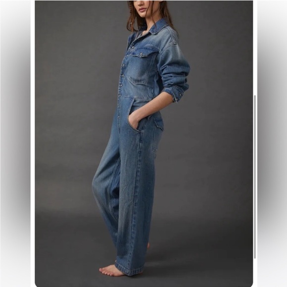 NEW! We The Free xCare Townes High Noon Denim Long Sleeve Pants Jumpsuit  Small - Picture 5 of 10